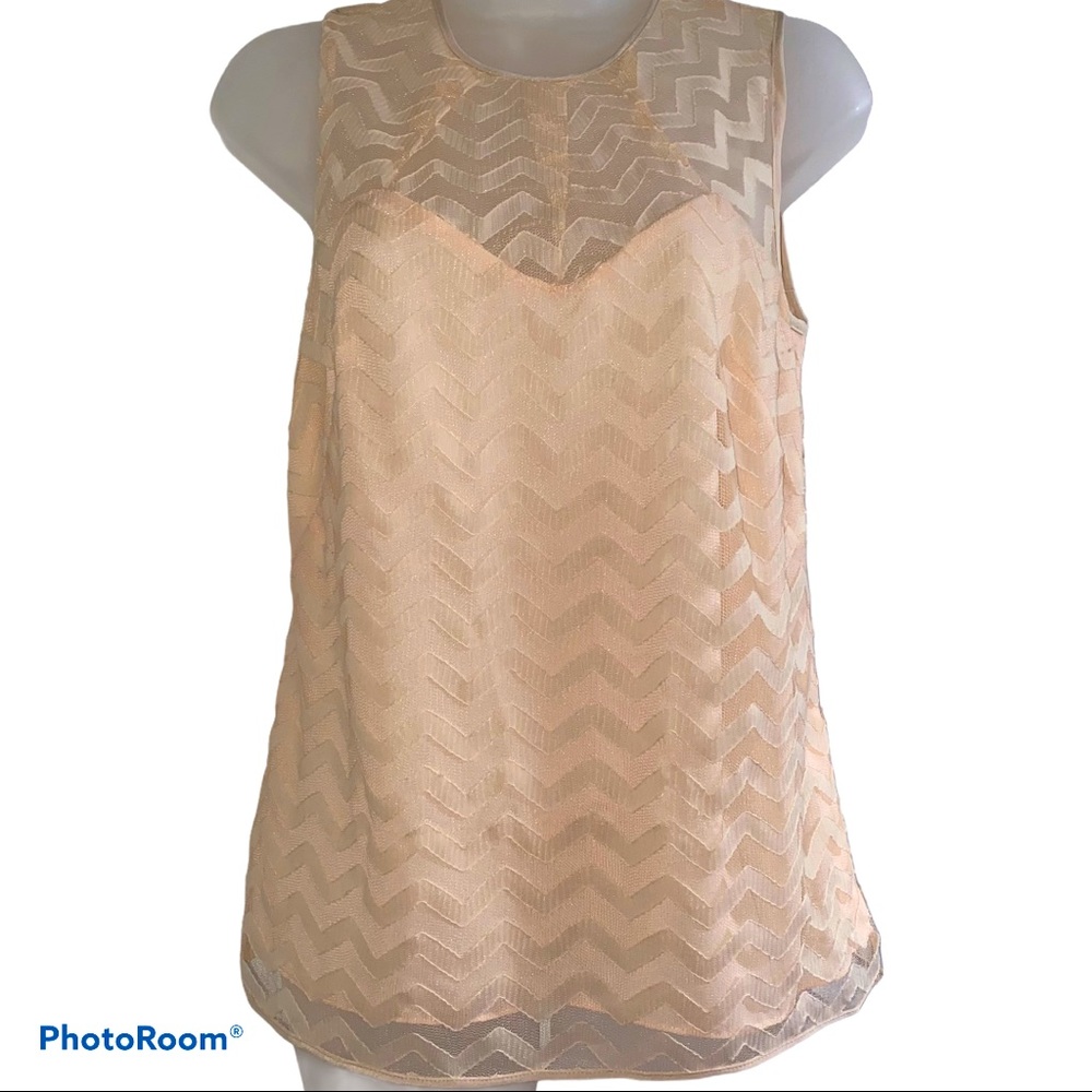 MILLY NEW YORK LACE OVERLAY SILK TOP SIZE 0